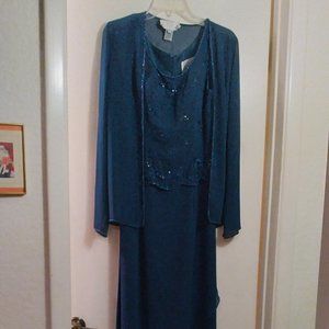 Sean Couture Dark Blue Formal Sleeveless Dress with Sheer Jacket - Size 6